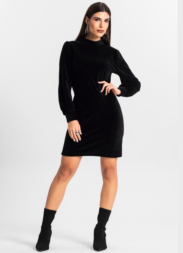 Endless - Vestido Curto Plush Manga Longa Preto 3