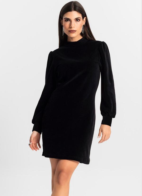 Endless - Vestido Curto Plush Manga Longa Preto 4