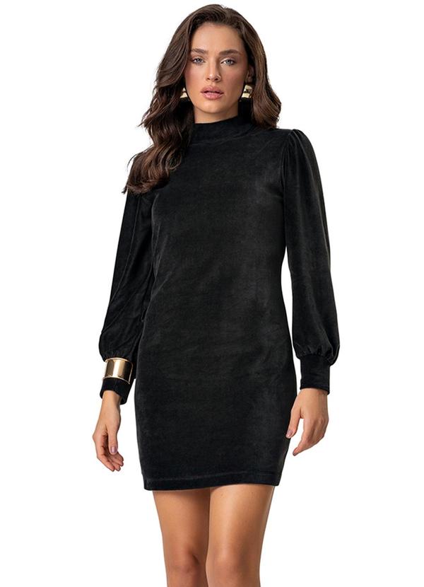 Endless - Vestido Curto Plush Manga Longa Preto 5