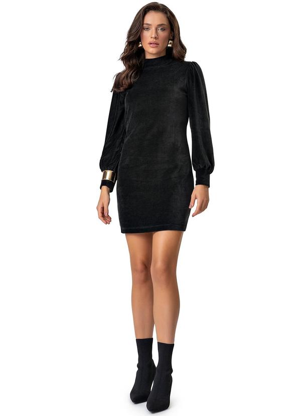 Endless - Vestido Curto Plush Manga Longa Preto 6