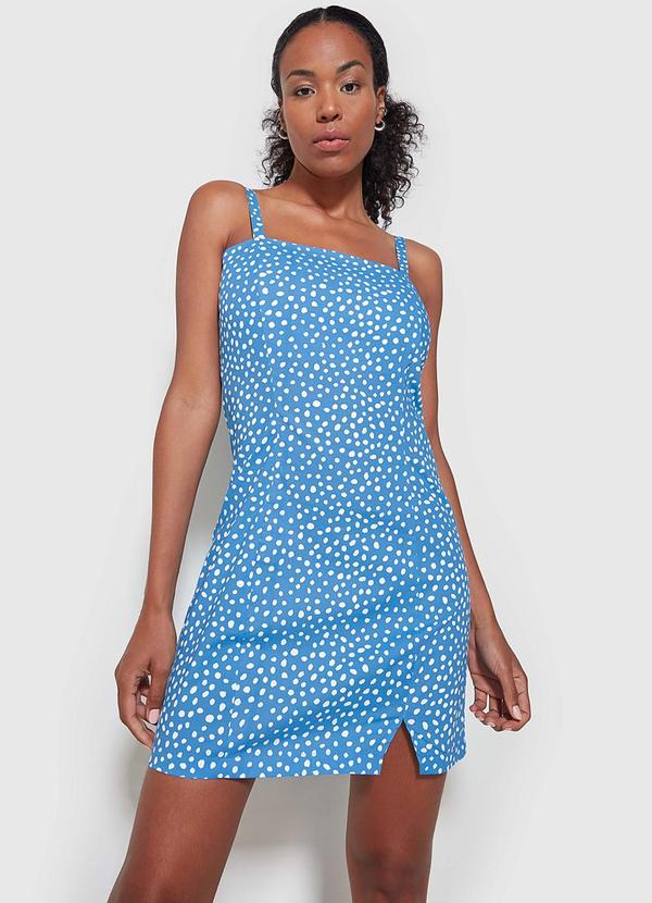Enfim Vestido Curto Poá Azul