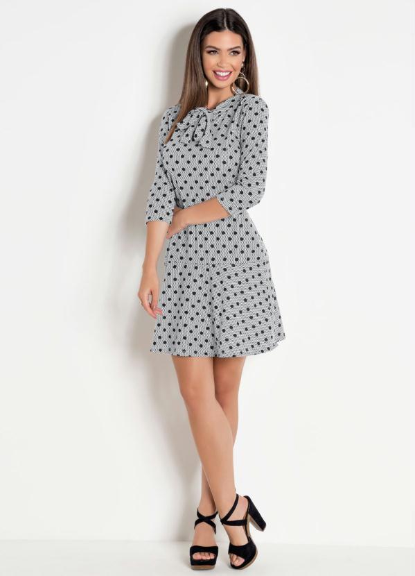 Moda Pop - Vestido Curto Poá com Gola Laço 4