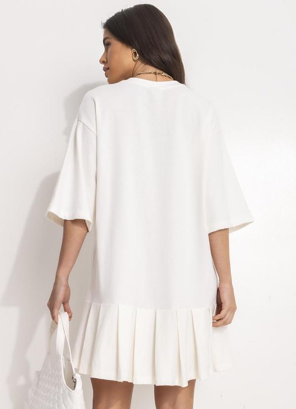Farm - Vestido Curto Pregas Bordado Off White 2