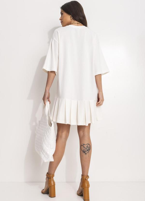 Farm - Vestido Curto Pregas Bordado Off White 4