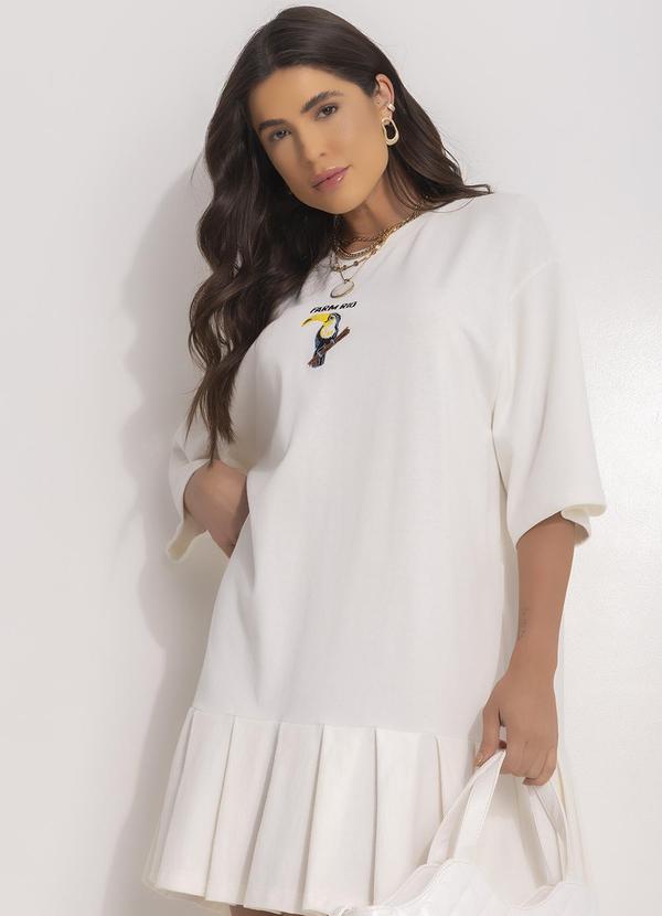 Farm - Vestido Curto Pregas Bordado Off White 7
