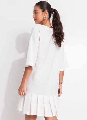 Farm - Vestido Curto Pregas Rio Flor Off White - FARM