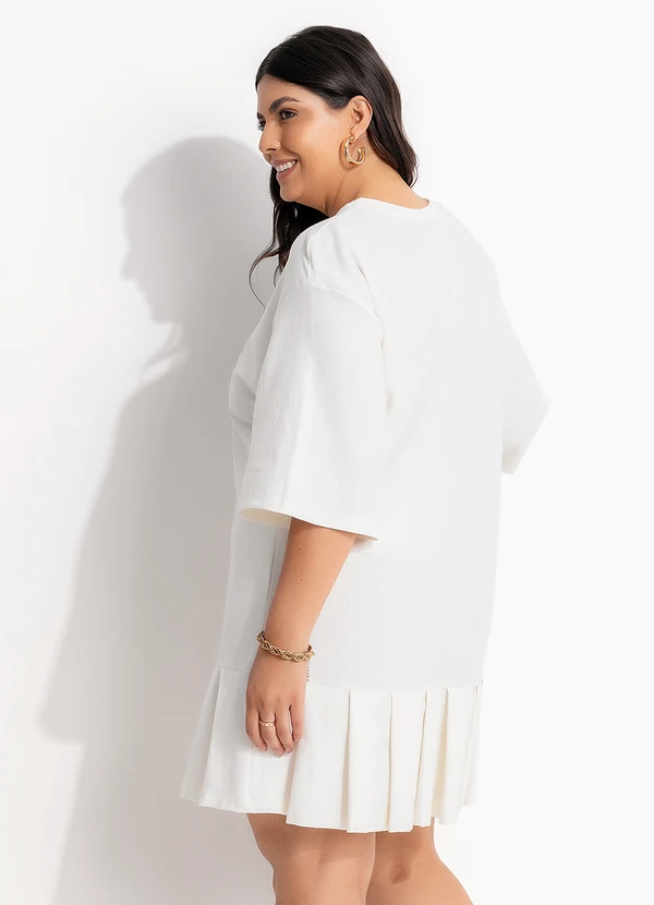 Farm - Vestido Curto Pregas Rio Flor Off White 10