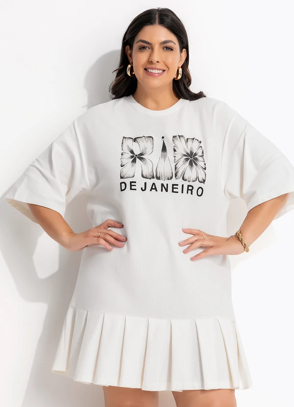 Farm - Vestido Curto Pregas Rio Flor Off White 12