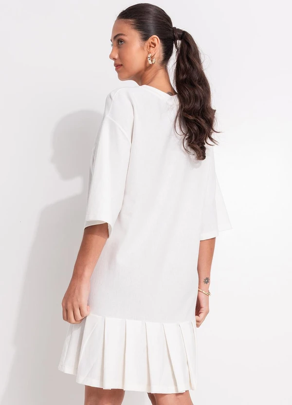 Farm - Vestido Curto Pregas Rio Flor Off White 2