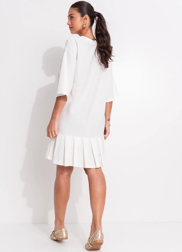 Farm - Vestido Curto Pregas Rio Flor Off White 4