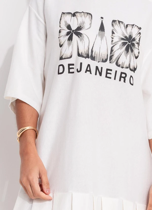 Farm - Vestido Curto Pregas Rio Flor Off White 8