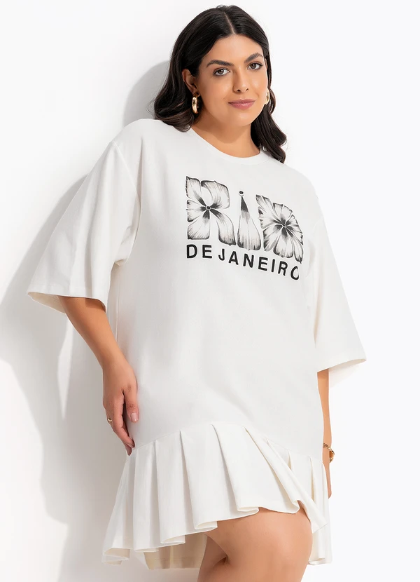 Farm - Vestido Curto Pregas Rio Flor Off White 9