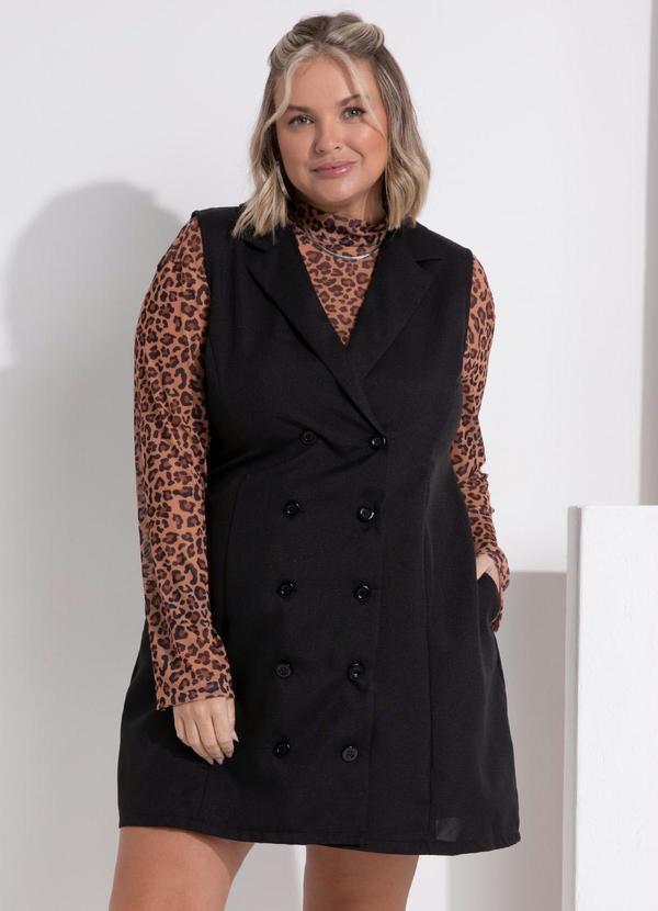Queima Estoque - Vestido Curto Preto com Botões 9