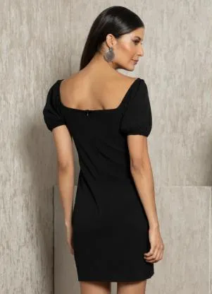 Quintess - Vestido Curto Preto com Franjas de Metal - QUINTESS