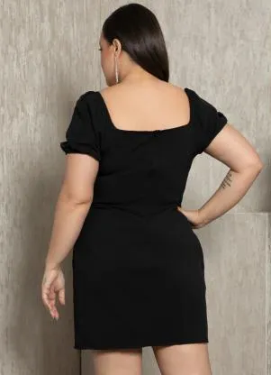 Quintess - Vestido Curto Preto com Franjas de Metal - QUINTESS
