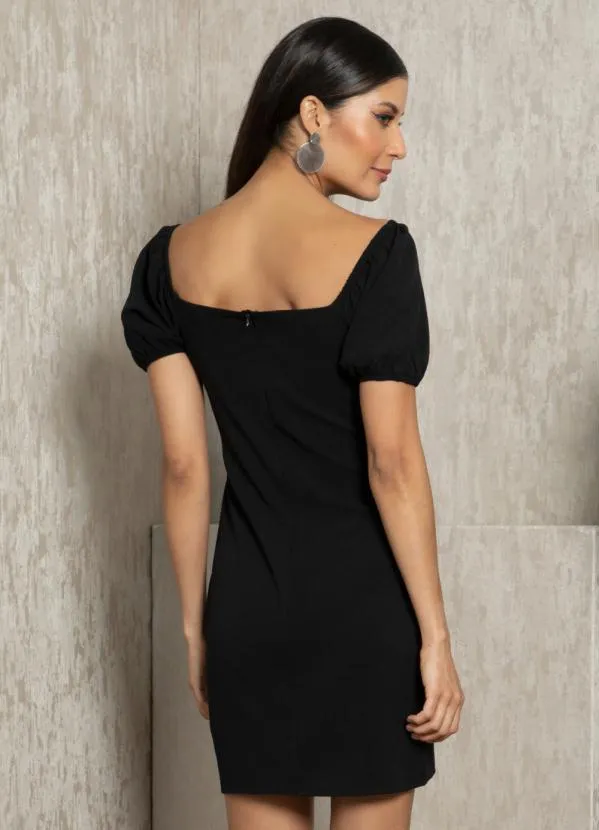 Quintess - Vestido Curto Preto com Franjas de Metal 2