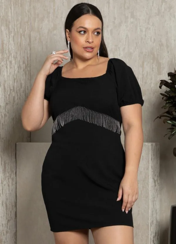 Quintess - Vestido Curto Preto com Franjas de Metal 7