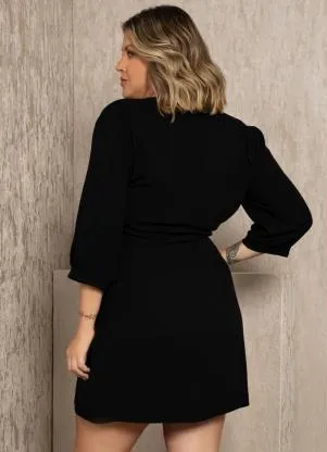 Quintess - Vestido Curto Preto com Sobreposição Removível - QUINTESS