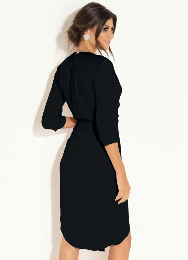 Quintess - Vestido Curto Preto com Sobreposição Removível 2