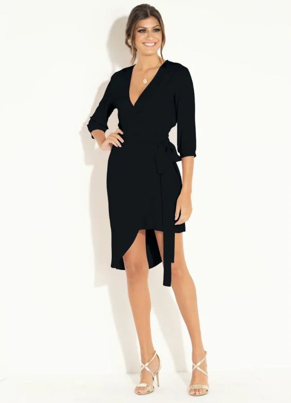 Quintess - Vestido Curto Preto com Sobreposição Removível 3