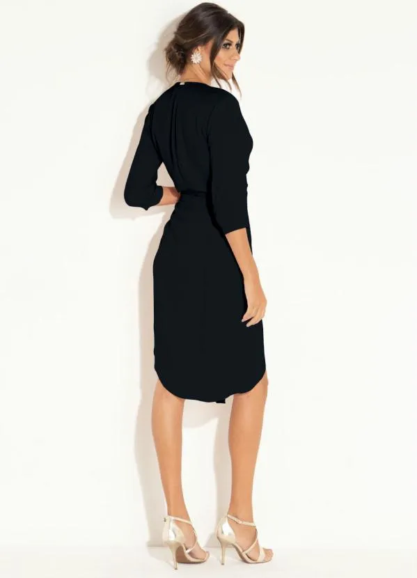 Quintess - Vestido Curto Preto com Sobreposição Removível 4