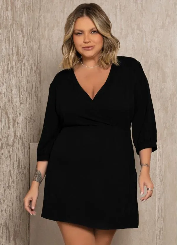 Quintess - Vestido Curto Preto com Sobreposição Removível 6