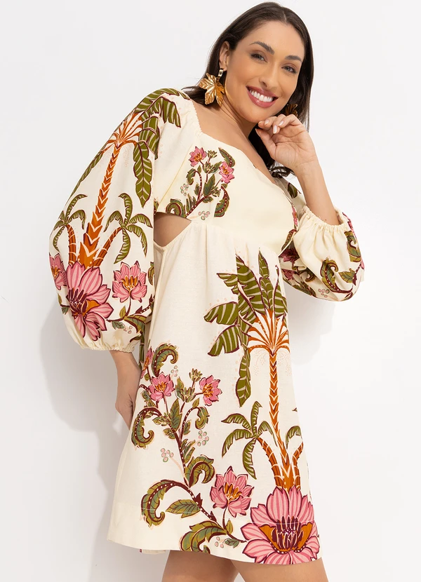 Farm - Vestido Curto Ravenala Off White