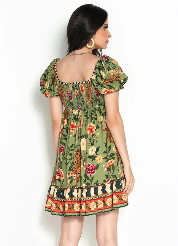 Farm - Vestido Curto Recanto das Onças Viscose Verde 2