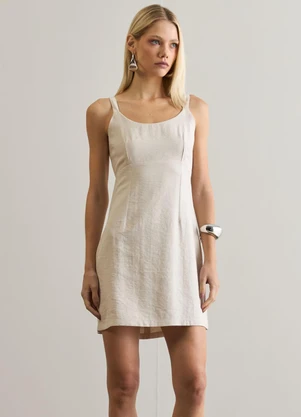 Carlota Costa - Vestido Curto Regata Bege - CARLOTA COSTA