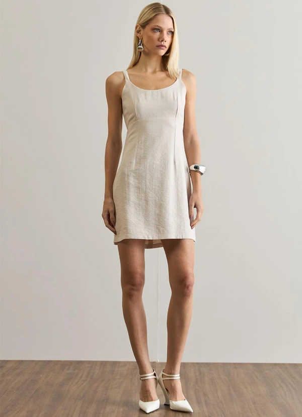Carlota Costa - Vestido Curto Regata Bege 2