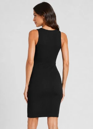 Infinita Cor - Vestido Curto Ribana Canelada Azul  - INFINITA COR