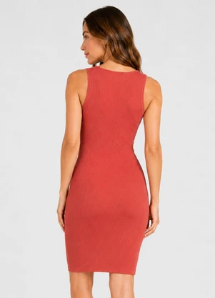 Infinita Cor - Vestido Curto Ribana Canelada Laranja - INFINITA COR