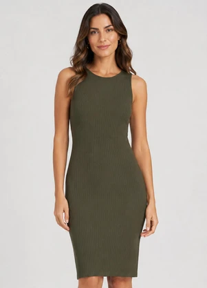 Infinita Cor - Vestido Curto Ribana Canelada Verde - INFINITA COR