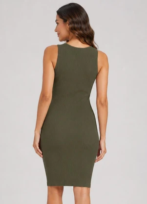 Infinita Cor - Vestido Curto Ribana Canelada Verde - INFINITA COR