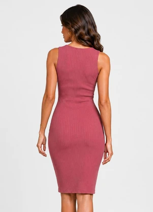 Infinita Cor - Vestido Curto Ribana Canelada Vermelho - INFINITA COR