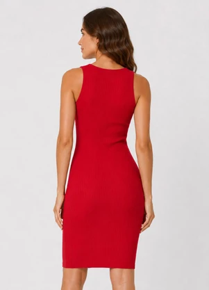 Infinita Cor - Vestido Curto Ribana Canelada Vermelho - INFINITA COR