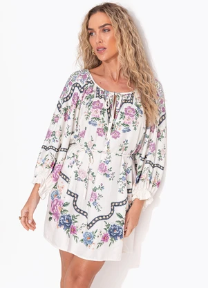 Farm - Vestido Curto Romance Off White - FARM
