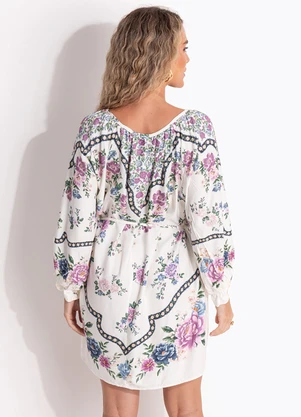 Farm - Vestido Curto Romance Off White - FARM