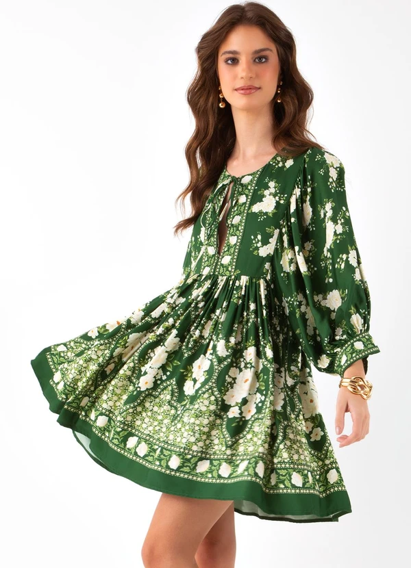 Farm - Vestido Curto Romance Verde