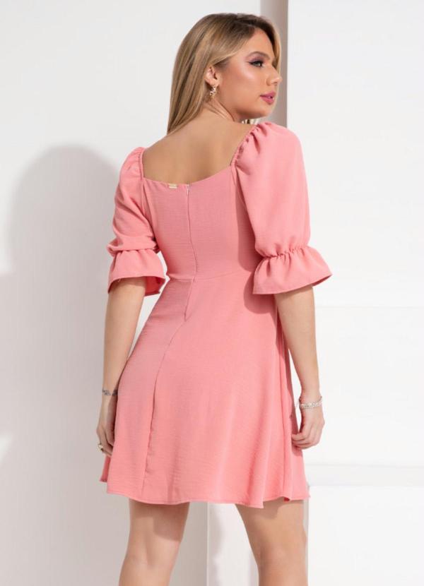 Outlet - Vestido Curto Rosa com Amarração no Decote 6