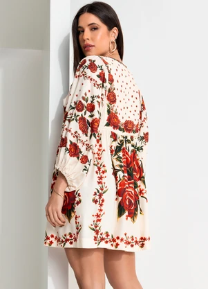 Farm - Vestido Curto Rosalia Bege - FARM
