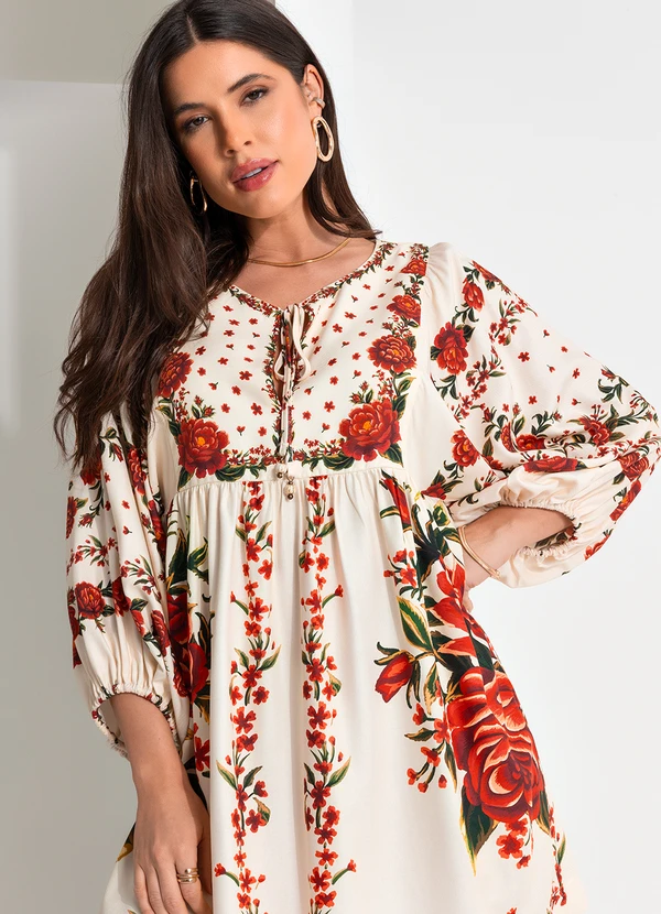 Farm - Vestido Curto Rosalia Bege 7