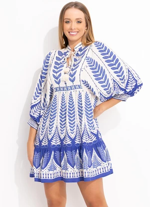 Farm - Vestido Curto Samambaia Azul - FARM