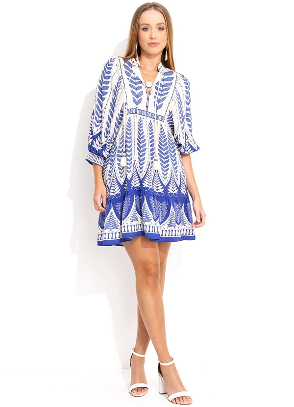 Farm - Vestido Curto Samambaia Azul 3