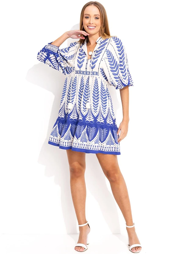 Farm - Vestido Curto Samambaia Azul 4