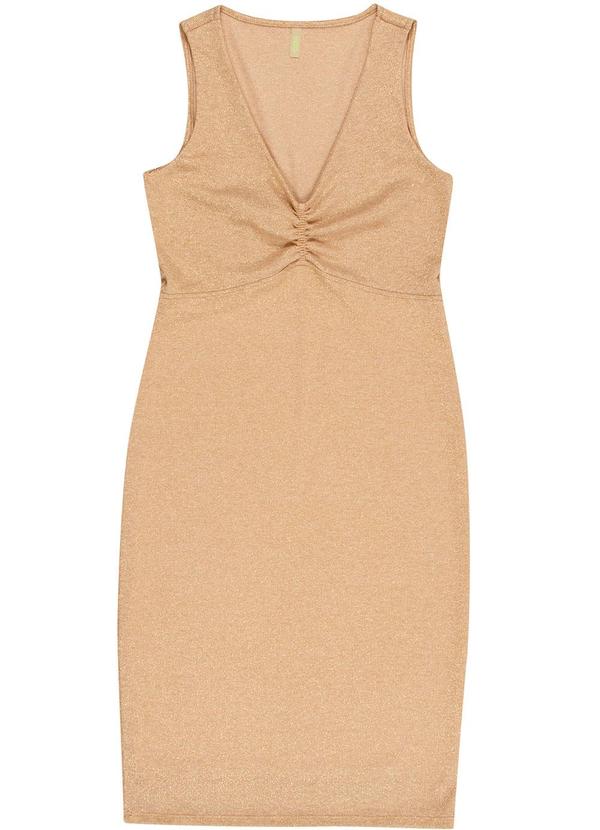 Cativa - Vestido Curto sem Manga Tecido Shine Bege