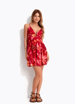 Farm - Vestido Curto Sonho de Flor Rosa - FARM