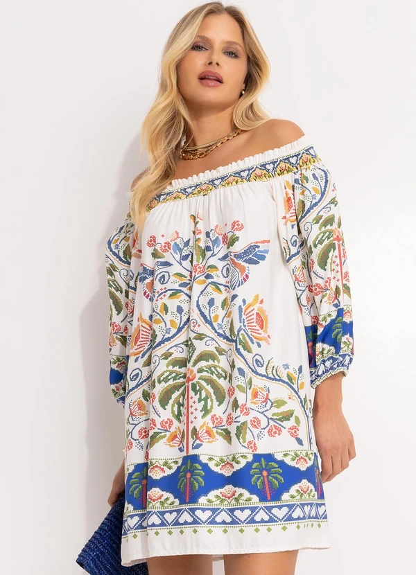 Farm - Vestido Curto Sonho Guarana Off White 7