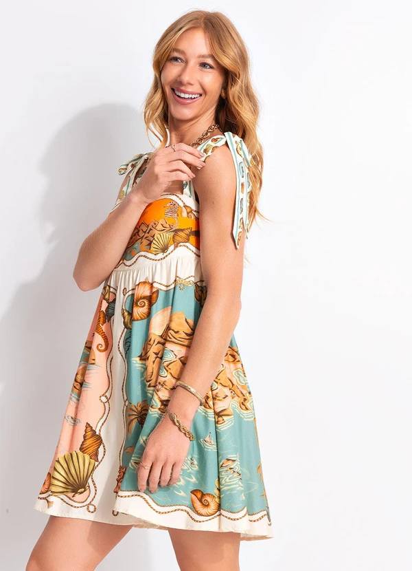 Farm - Vestido Curto Souvenir Bege 5