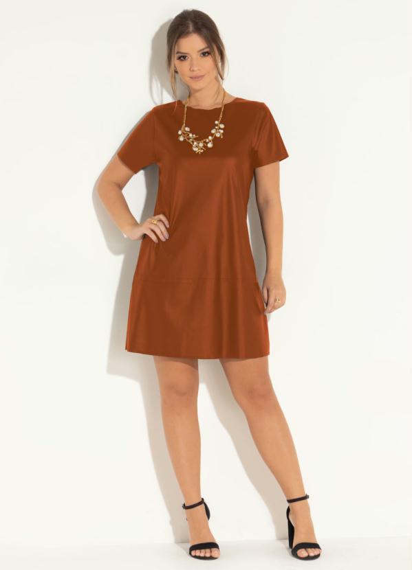 Quintess - Vestido Curto Telha com Recortes 3